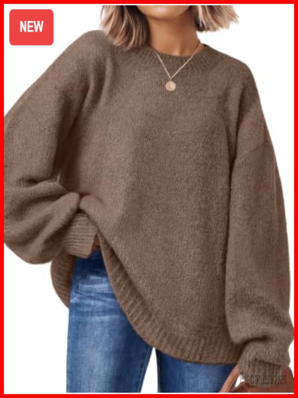 Oversized Crewneck Pullover Sweater for Women Cozy Fall Fashion